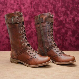 Timberland Brown Leather Combat Boots
